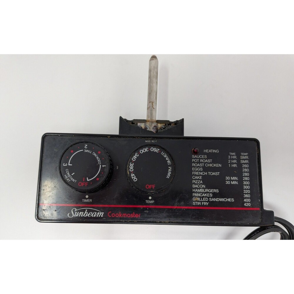 Sunbeam Cookmaster RC-1 Electric Skillet Control Thermostat Timer Probe